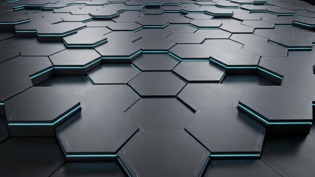 Abstract Hexagonal Grid Surface with Futuristic Glow.