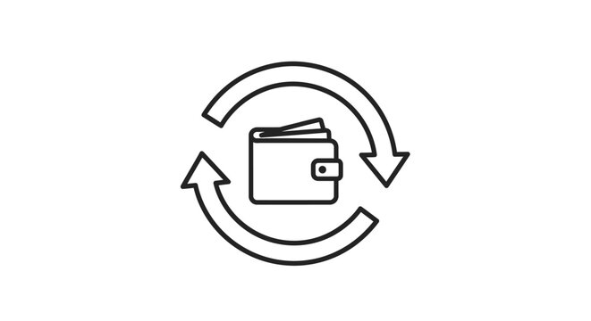 Wallet with circular arrow icon.