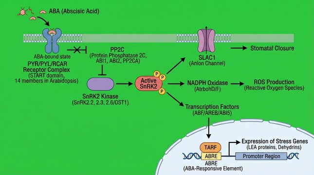 Abscisic Acid ABA Signaling Pathway in Plant Stress Response Diagram