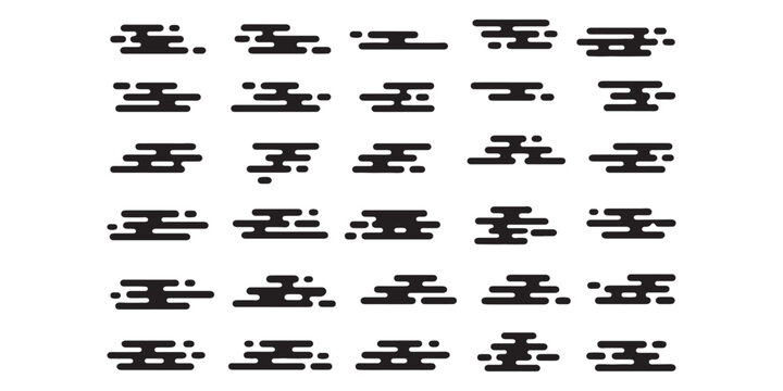 set of abstract geometric Chinese clouds, vector Traditional asian Japan liquid line cloud shape pattern collection, element icons, new year design cards, poster, banner, pattern, 