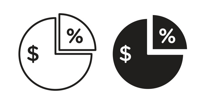 Dividend icon symbol. Vector outline drawing. Editable stroke.