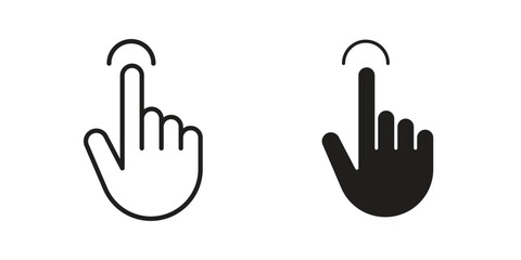 Fototapeta premium finger tap icon symbol. Vector outline drawing. Editable stroke.