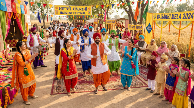 Colorful Baisakhi Harvest Festival Celebration in Punjab