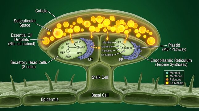 Glandular Trichome Essential Oil Biosynthesis Diagram