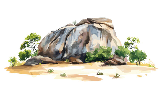 Zuma Rock. Zuma Rock hand drawn watercolor illustration on white background