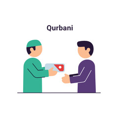 Obraz premium An illustration of qurbani donation exchange between individuals