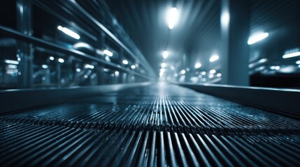 Fototapeta premium Deep Tread Industrial Conveyor Belt in Motion
