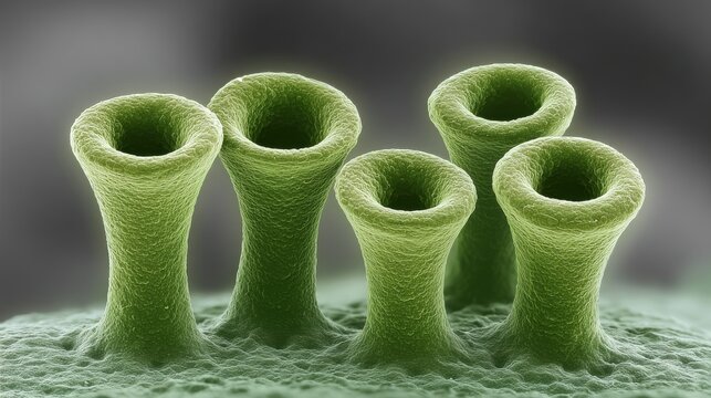 Close-up Microscopic View of Plant Stomata Pores on a Leaf Surface