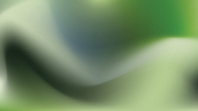 Abstract Grainy Gradient Background with Deep Forest Green and Pale Lime Waves
