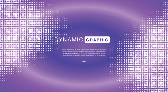 Purple gradient abstract halftone dot background. White fading pixel border pattern, smooth mesh layout, text placeholder. For corporate presentation deck, web banner. Vector graphic art.