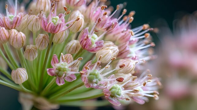 Ornamental leek plant, seeds forming where flowers were, in Baden-Wuerttemberg, Germany, Europe.