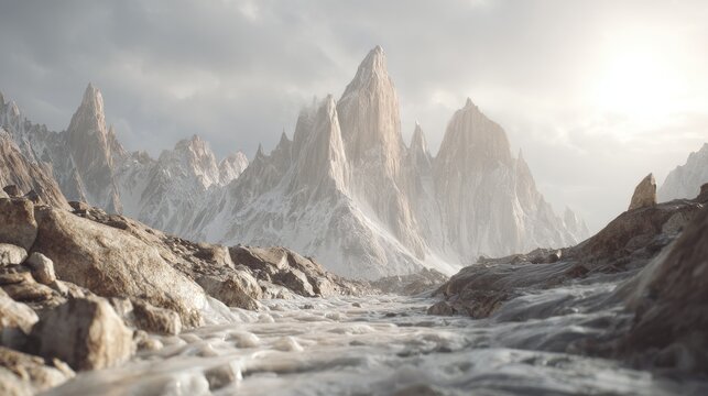 Majestic Glacial Peaks and Melting Ice Streams in a Stark Alpine Landscape