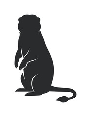 Obraz premium Meerkat silhouette vector, standing suricate animal icon, black wildlife mammal graphic