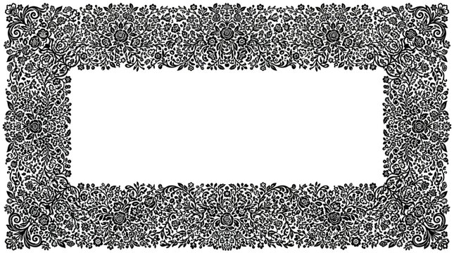 Ornate Floral Rectangle Border - Vintage Decorative Element
