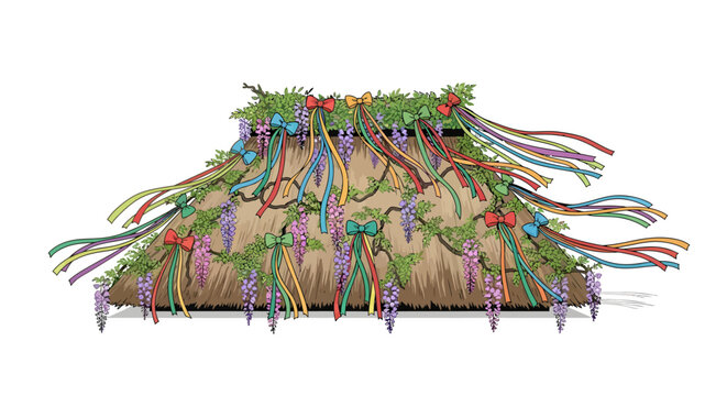 colorful ribbons on a haystack