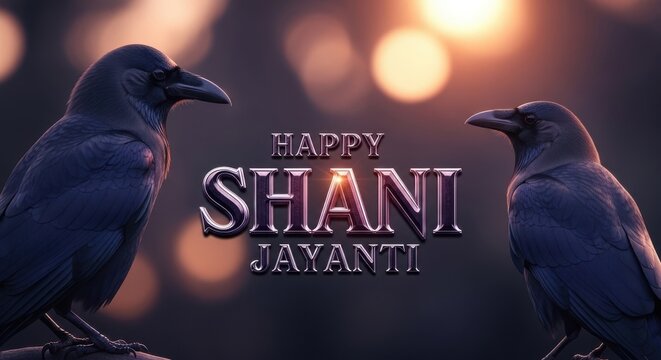 Two ravens on branch with Shani Jayanti greeting