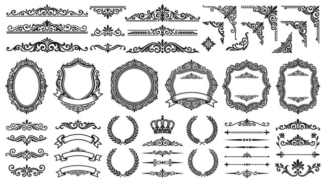 Ornate Decorative Borders, Frames, and Embellishments - Vintage Design Elements