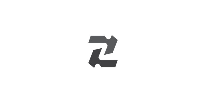 A modern, geometric gray monogram logo resembling the letter Z on a plain white background.