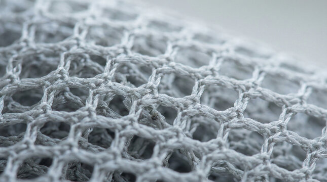 Mosquito net over bed in closeup detail with textured pattern  