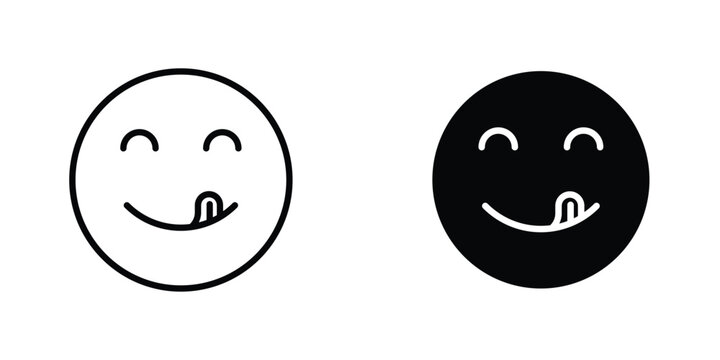 Yummy smile emoji icon graphic design vector symbols. Best for Graphics