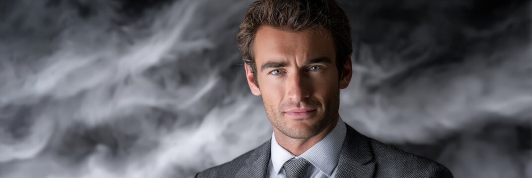 Man in Suit with Smirking Expression
