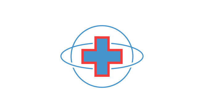 Red and blue medical cross symbol.
