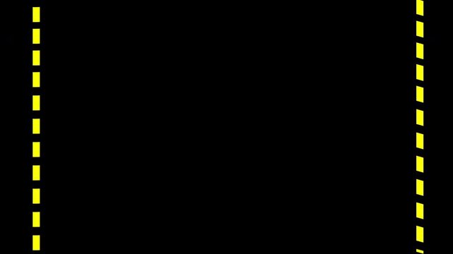 Minimal abstract motion graphic featuring yellow dashed vertical lines on a black background.