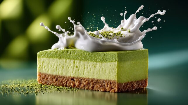 Delicious Green Cake with White Icing and Sprinkles