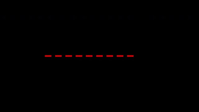 Minimal motion graphics animation featuring glowing red dashed horizontal lines moving across a clean black background, creating a digital progress, loading, or tracking effect