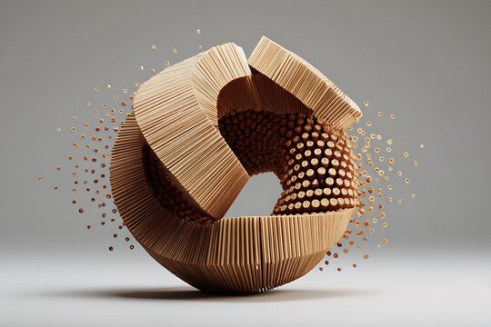 Intricate 3d toroidal ring with geometric and organic textures