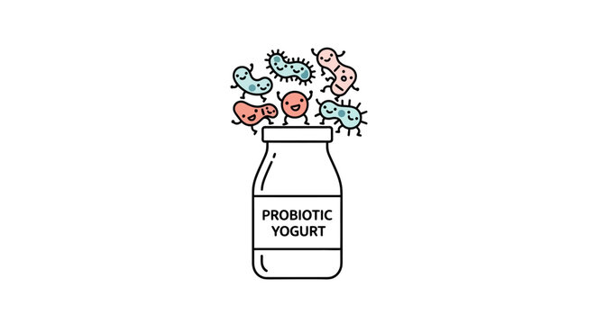 Probiotic Yogurt Container with Bacteria.