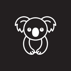 Fototapeta premium Cute koala icon in simple line art style against a dark background for graphic design