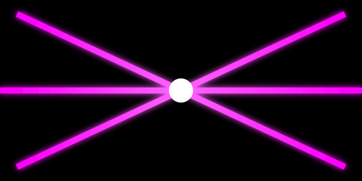 Glowing pink neon lines radiating from white circle on black background in futuristic vibrant lighting for technology and design