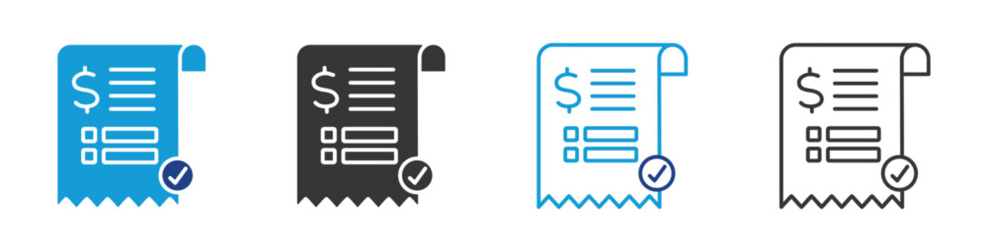 Invoice icon set multiple style collection	
