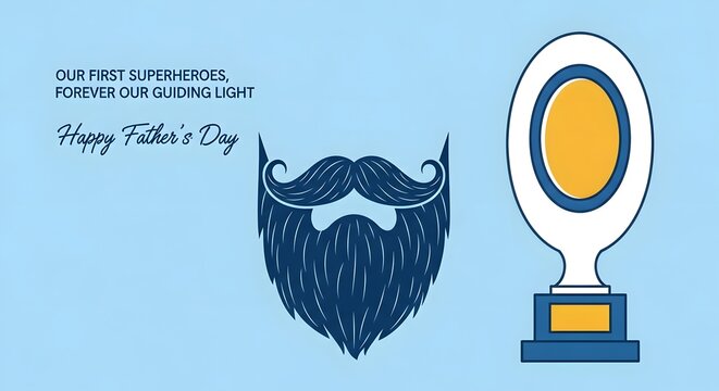 Happy father's day illustration with beard and trophy