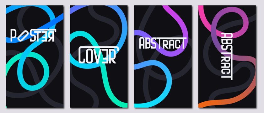 Vibrant Color Gradient Curved Thick Flowing Lines Poster Background.