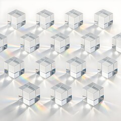Fototapeta premium Minimal isometric 3D house cubes repeating architecture pattern background
