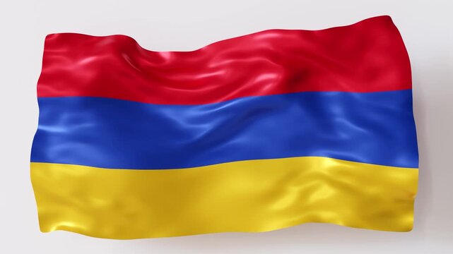 The animation features the flag of Armenia moving in a realistic way. The colors change as the flag sways. This visual shows the emblem and design of the flag clearly
