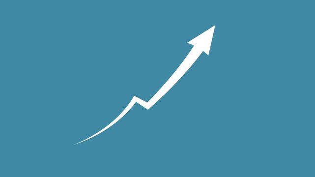 3D bar graph with an upward trending arrow indicating financial growth and success business finance. Motion graphics of rising arrow concept