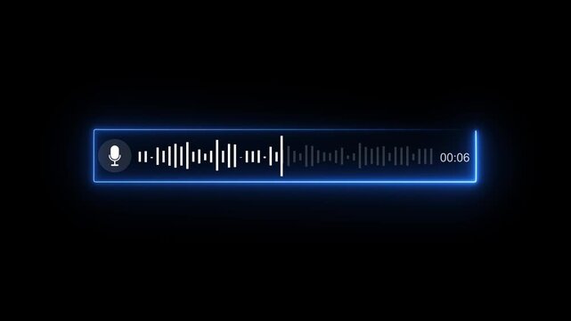 Abstract Wave Voice Animation. 12 seconds IMO Messenger Voice Message Recording Animation. Microphone Icon with Audio Spectrum Animation. Motion graphics of voice concept