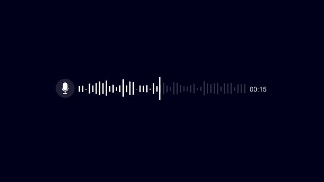 Abstract Wave Voice Animation. 30 seconds IMO Messenger Voice Message Recording Animation. Microphone Icon with Audio Spectrum Animation. Motion graphics of voice record direction