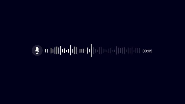 Abstract Wave Voice Animation. 10 seconds IMO Messenger Voice Message Recording Animation. Microphone Icon with Audio Spectrum Animation. Motion graphics of voice record direction