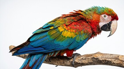 Obraz premium Vibrant blue and yellow macaw perched on a branch detailed portrait