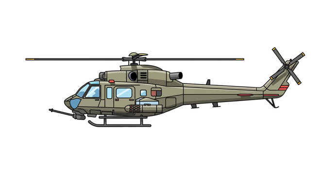 Detailed vector illustration of a military helicopter in side view