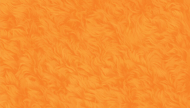 Seamless fluffy fur texture in vibrant orange color. Soft plush background with detailed wavy fibers, creating a cozy and tactile look. For textile design, fashion, wallpapers, packaging, playful.