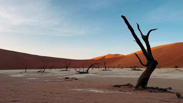Namibia, dried trees in the desert, vibrant colors