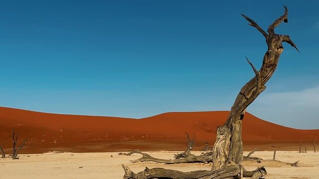 Namibia, dried trees in the desert, vibrant colors