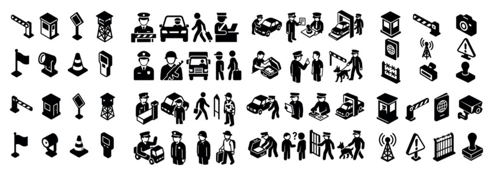 Security and traffic control icons set