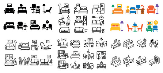 Obraz premium Furniture icons: living and dining sets