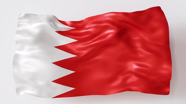 In this 3D animation, the Bahrain flag waves gently. The colors and design stand out as it moves, showcasing the symbol of Bahrain. This animation is visually engaging